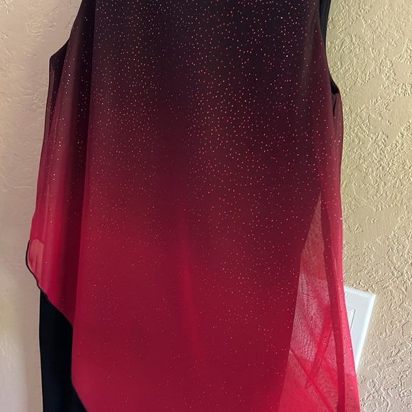 Venus Women’s Sheer overlay Jumpsuit red sparkly and black NEW size Large - Picture 7 of 17